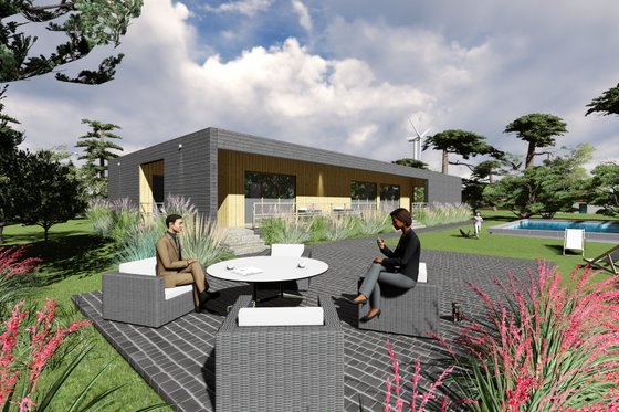 Exterior - Rear Elevation for Modern House Plan #549-14 - 3 bed, 2 bath