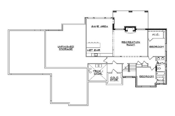 Floor Plan - Lower Floor for European House Plan #5-284 - 5 bed, 3 bath