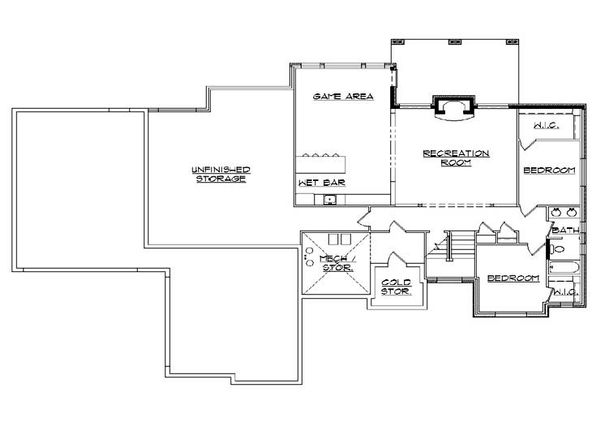 House Design - European Floor Plan - Lower Floor Plan #5-284