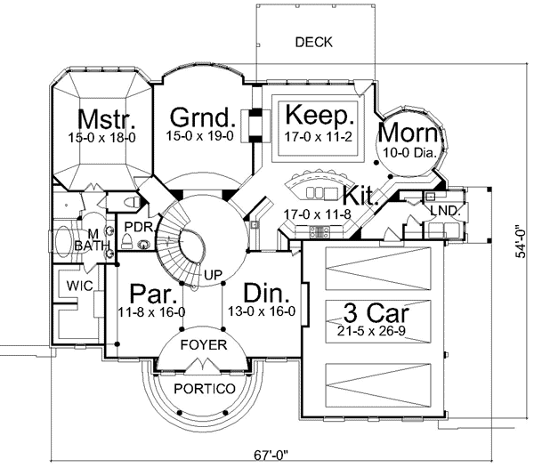 Architectural House Design - Colonial Floor Plan - Main Floor Plan #119-126