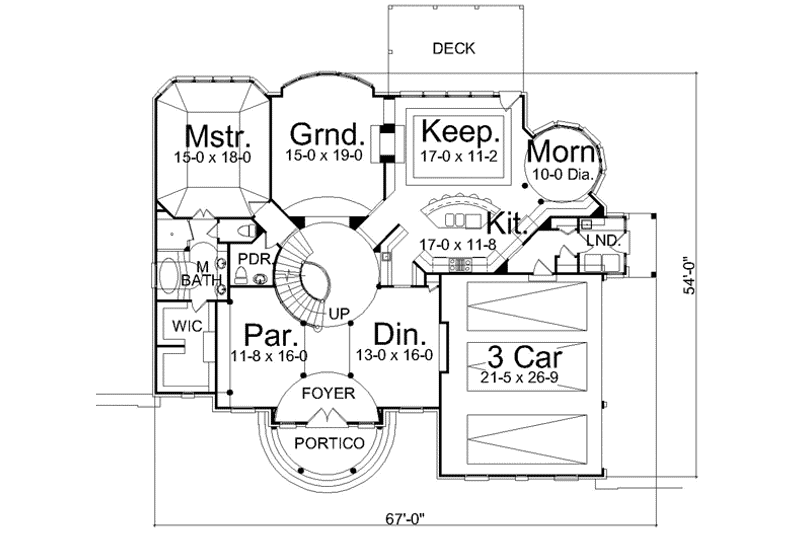 Home Plan - Floor Plan - Main Floor for Colonial House Plan #119-126 - 4 bed, 3.5 bath
