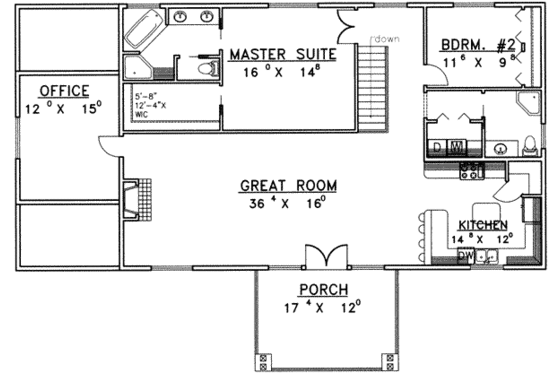 Floor Plan - Main Floor for Traditional House Plan #117-304 - 3 bed, 3 bath