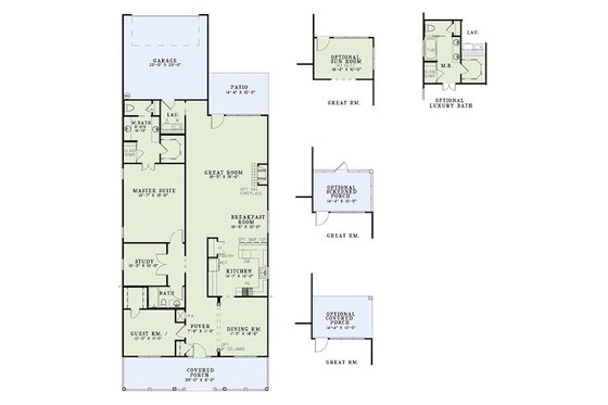 Floor Plan - Main Floor for Traditional House Plan #17-2423 - 2 bed, 2 bath