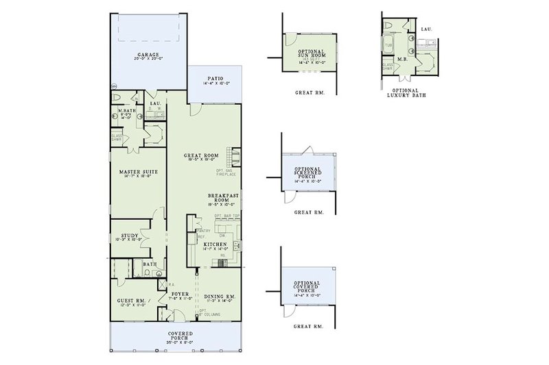 House Design - Floor Plan - Main Floor for Traditional House Plan #17-2423 - 2 bed, 2 bath