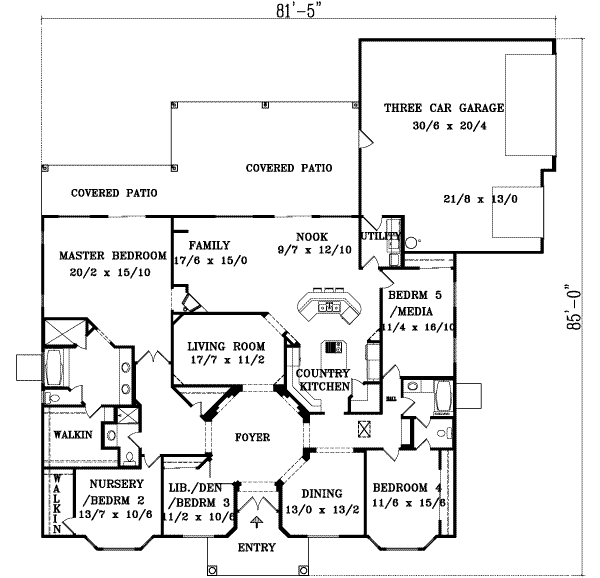 Adobe / Southwestern Floor Plan - Main Floor Plan #1-1100