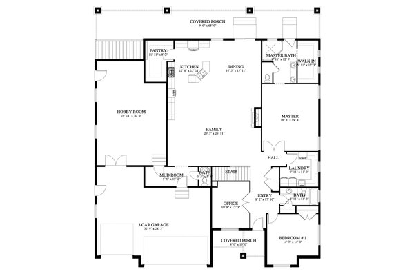 House Blueprint - Craftsman Floor Plan - Main Floor Plan #1060-414