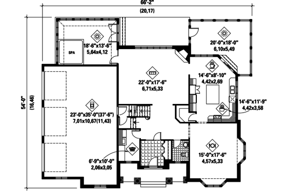 Floor Plan - Main Floor for European House Plan #25-4782 - 3 bed, 2 bath
