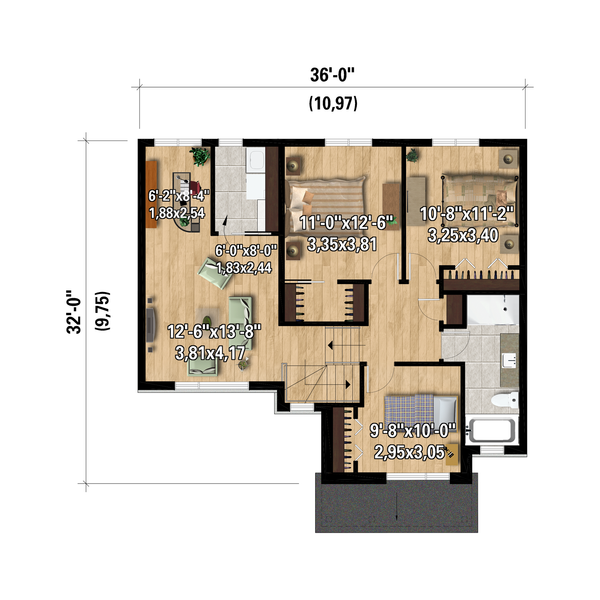 Contemporary Floor Plan - Upper Floor Plan #25-4978