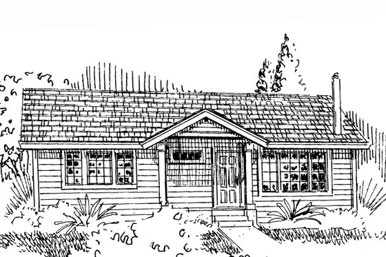 Exterior - Rear Elevation 3 for Traditional House Plan #124-1304 - 2 bed, 2 bath