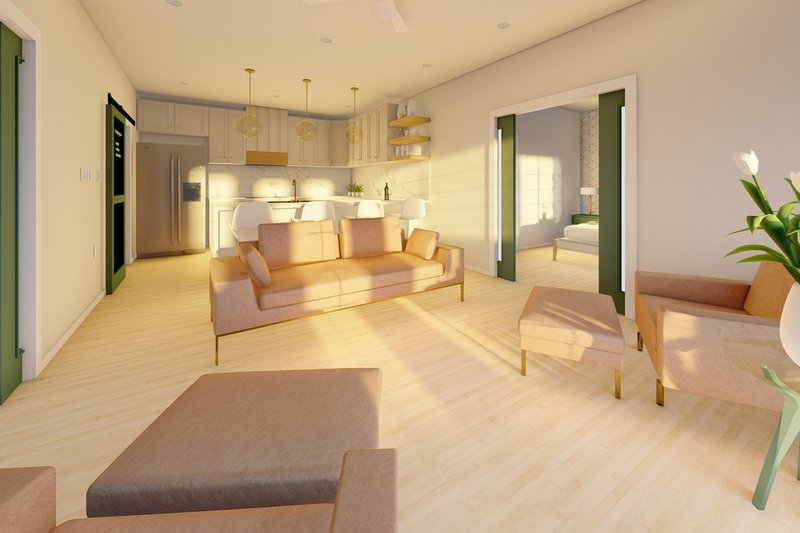 Dream House Plan - Interior - Family Room for Farmhouse House Plan #126-175 - 2 bed, 2 bath