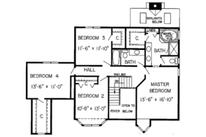 Floor Plan - Upper Floor for European House Plan #312-194 - 4 bed, 2.5 bath