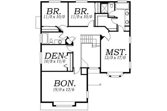 Floor Plan - Upper Floor for Traditional House Plan #130-108 - 3 bed, 2.5 bath