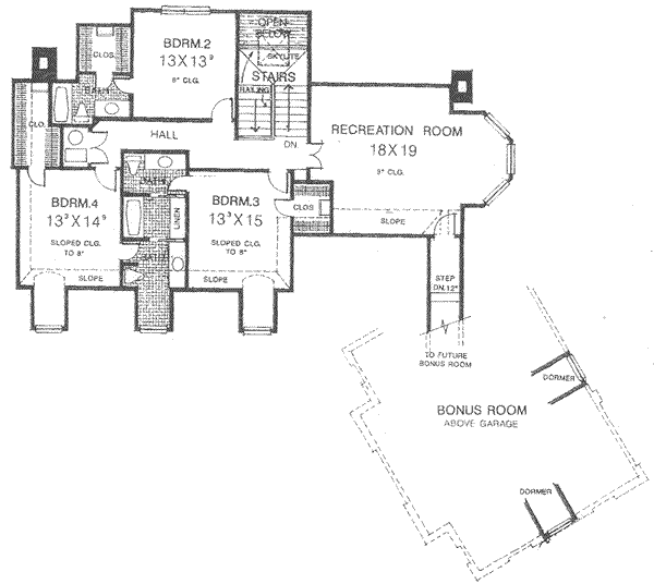 Architectural House Design - European Floor Plan - Upper Floor Plan #310-522