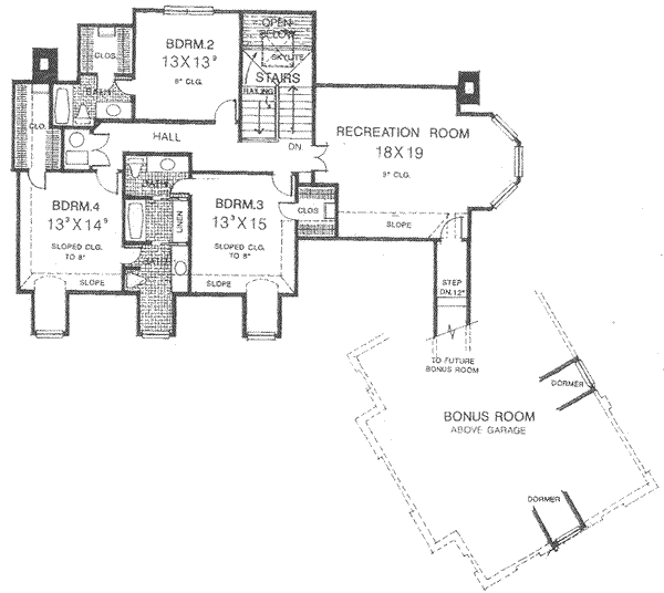 European Floor Plan - Upper Floor Plan #310-522