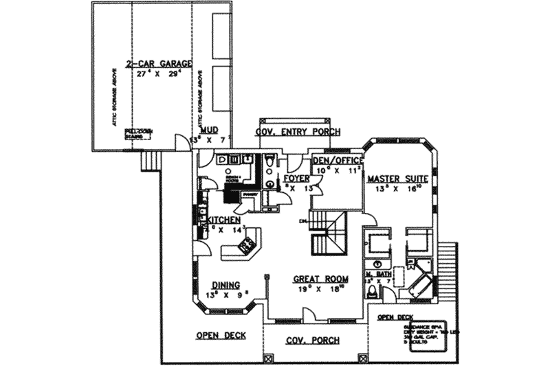 Dream House Plan - Floor Plan - Main Floor for Country House Plan #117-272 - 3 bed, 2.5 bath