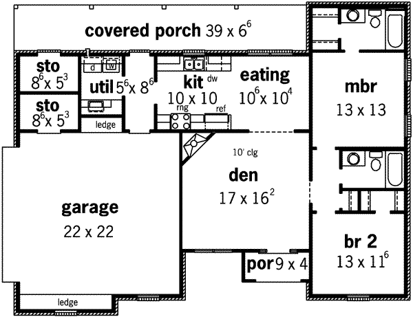 Southern Floor Plan - Main Floor Plan #16-261