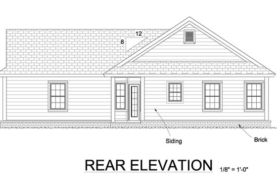 Exterior - Rear Elevation for Traditional House Plan #513-2072 - 3 bed, 2 bath