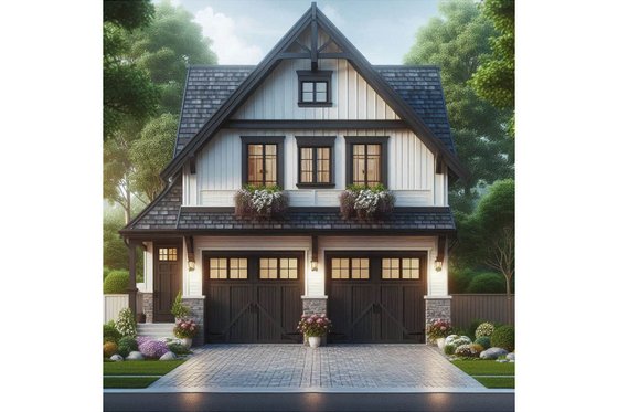 Exterior - Front Elevation 3 for Country House Plan #515-45 - 1 bed, 1 bath