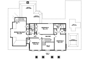 Floor Plan - Upper Floor for Classical House Plan #81-637 - 5 bed, 4 bath