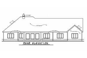 Exterior - Rear Elevation for Ranch House Plan #20-2303 - 4 bed, 4.5 bath