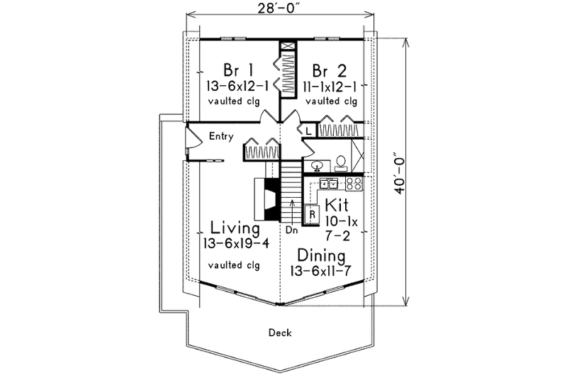 Dream House Plan - Floor Plan - Main Floor for Cottage House Plan #57-492 - 3 bed, 2 bath