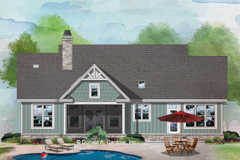 Dream House Plan - Exterior - Rear Elevation for Ranch House Plan #929-1150 - 3 bed, 2 bath