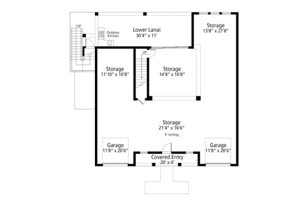 Architectural House Design - Beach Floor Plan - Lower Floor Plan #938-128