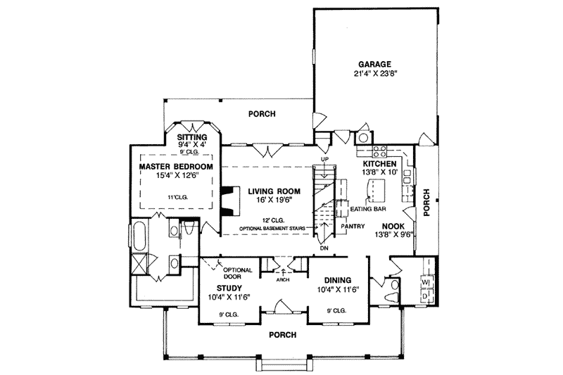 House Design - Floor Plan - Main Floor for Country House Plan #20-235 - 3 bed, 2.5 bath