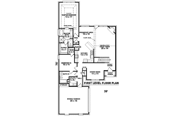 Floor Plan - Main Floor for European House Plan #81-837 - 4 bed, 3 bath
