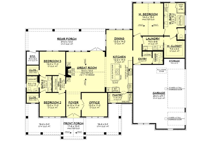 Architectural House Design - Floor Plan - Main Floor for Farmhouse House Plan #430-326 - 3 bed, 2.5 bath