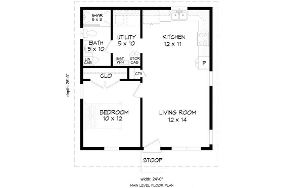 Floor Plan - Main Floor for Country House Plan #932-1423 - 1 bed, 1 bath