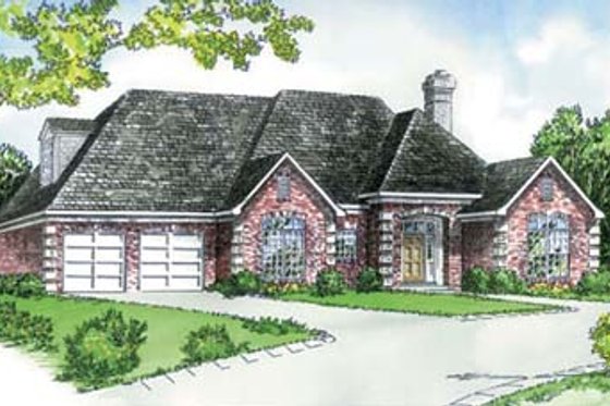 Exterior - Front Elevation for European House Plan #16-132 - 3 bed, 2 bath
