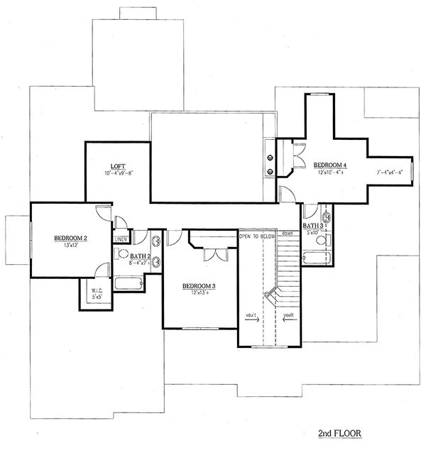 Architectural House Design - Traditional Floor Plan - Upper Floor Plan #437-56