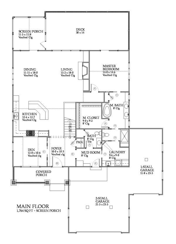 Craftsman Floor Plan - Main Floor Plan #901-111