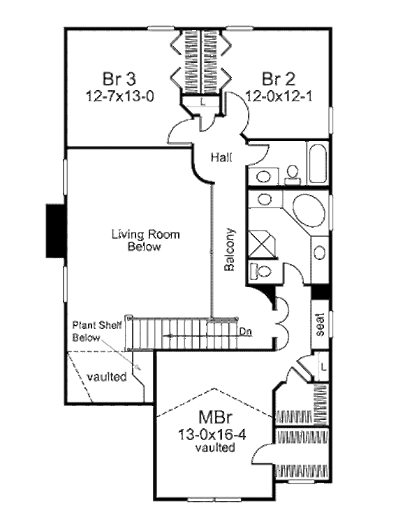 House Design - Traditional Floor Plan - Upper Floor Plan #57-332