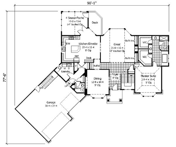 European Floor Plan - Main Floor Plan #51-179