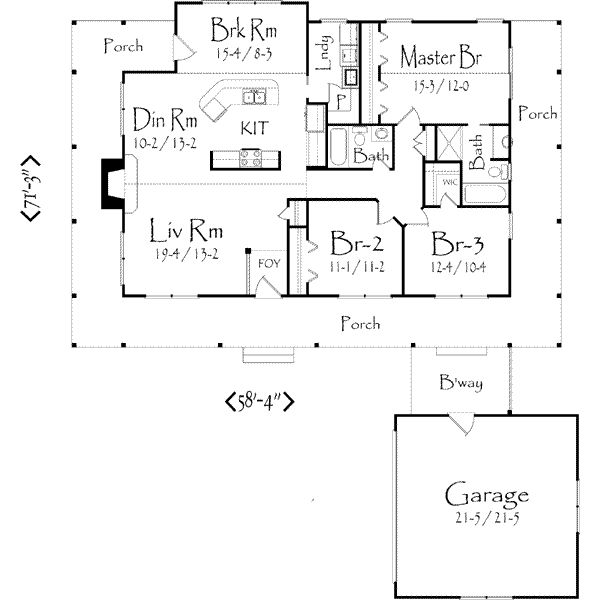 Country Floor Plan - Main Floor Plan #71-103