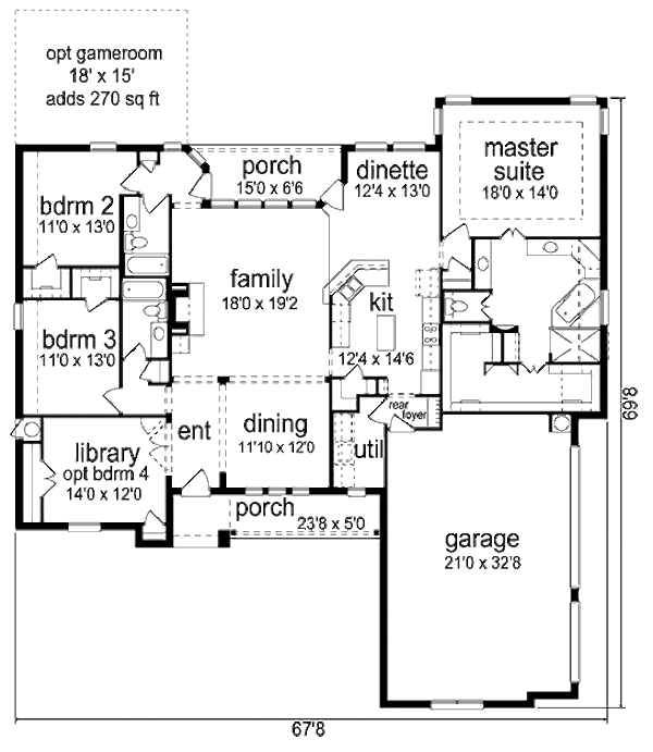 House Plan Design - European Floor Plan - Main Floor Plan #84-531