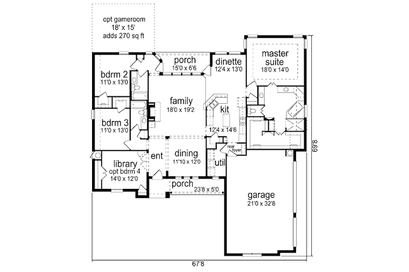 Home Plan - Floor Plan - Main Floor for European House Plan #84-531 - 3 bed, 0 bath