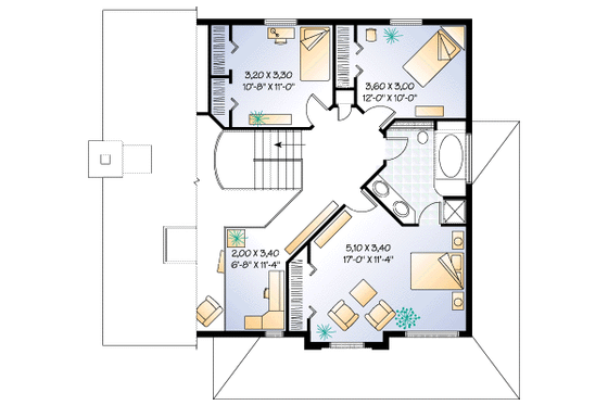 Floor Plan - Upper Floor for Modern House Plan #23-240 - 3 bed, 1.5 bath