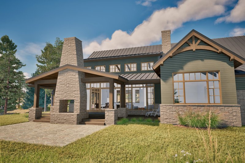 House Blueprint - Exterior - Rear Elevation for Farmhouse House Plan #80-224 - 4 bed, 3 bath