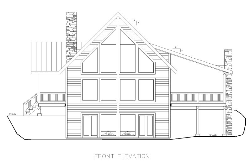 Architectural House Design - Exterior - Front Elevation 3 for Cabin House Plan #117-953 - 3 bed, 2.5 bath