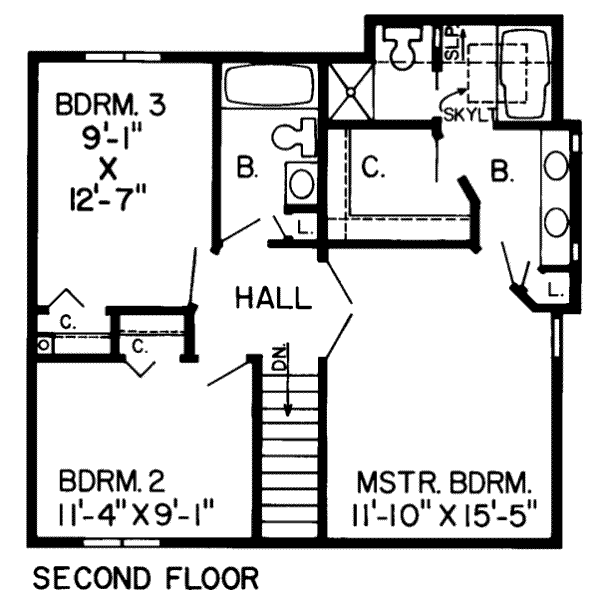 Floor Plan - Upper Floor for Modern House Plan #312-196 - 3 bed, 2.5 bath