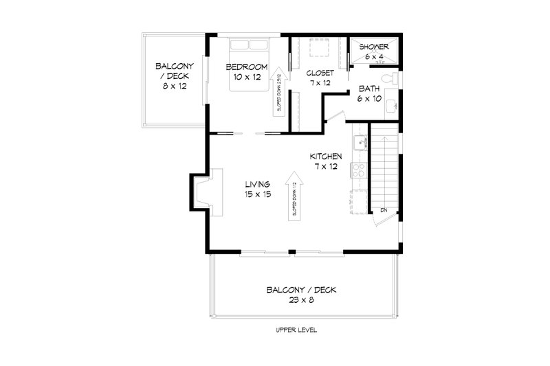 House Blueprint - Floor Plan - Upper Floor for Contemporary House Plan #932-296 - 1 bed, 1 bath