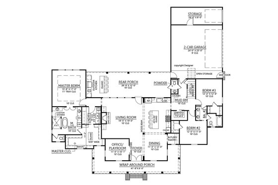 Floor Plan - Main Floor for Farmhouse House Plan #1074-4 - 3 bed, 3.5 bath