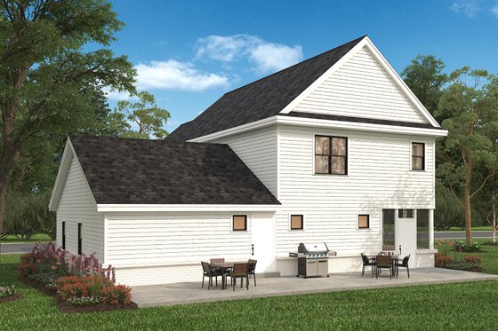 Exterior - Rear Elevation for Country House Plan #497-66 - 3 bed, 2.5 bath