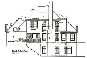 Exterior - Rear Elevation for Traditional House Plan #129-114 - 3 bed, 2.5 bath