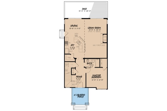 Floor Plan - Main Floor for Craftsman House Plan #923-81 - 3 bed, 2 bath