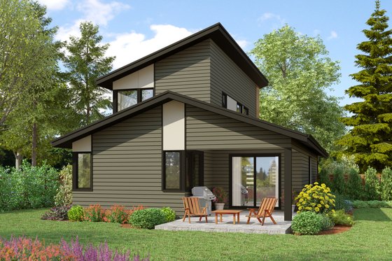 Exterior - Rear Elevation for Contemporary House Plan #48-1072 - 4 bed, 2.5 bath