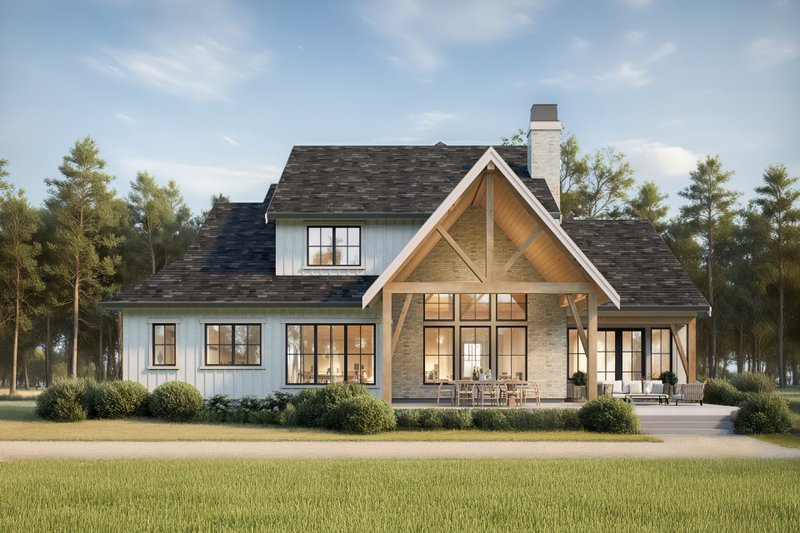 Dream House Plan - Exterior - Rear Elevation 1 for Farmhouse House Plan #1114-11 - 4 bed, 3.5 bath